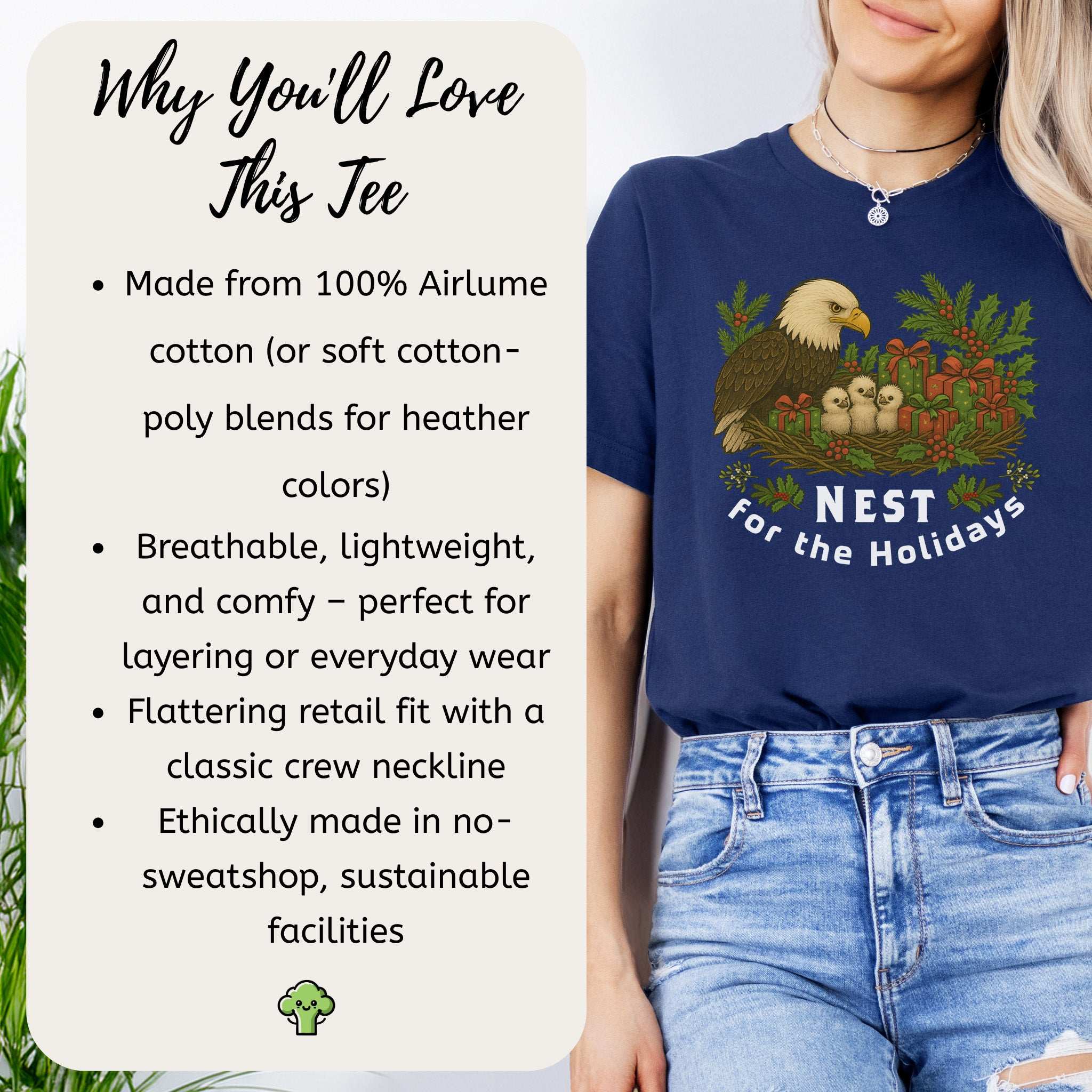 Nest for the Holidays T-Shirt – Funny Bald Eagle Christmas Tee