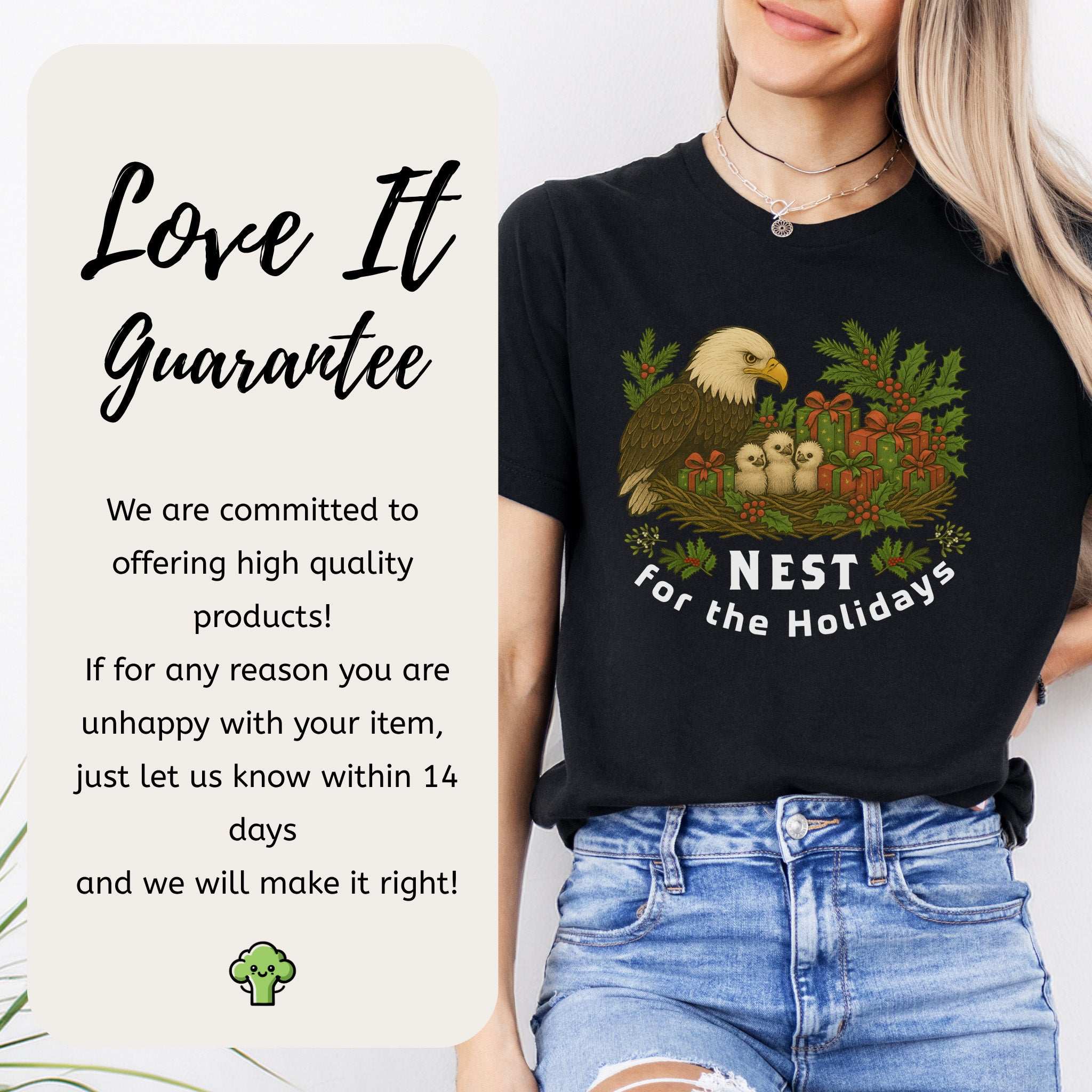 Nest for the Holidays T-Shirt – Funny Bald Eagle Christmas Tee