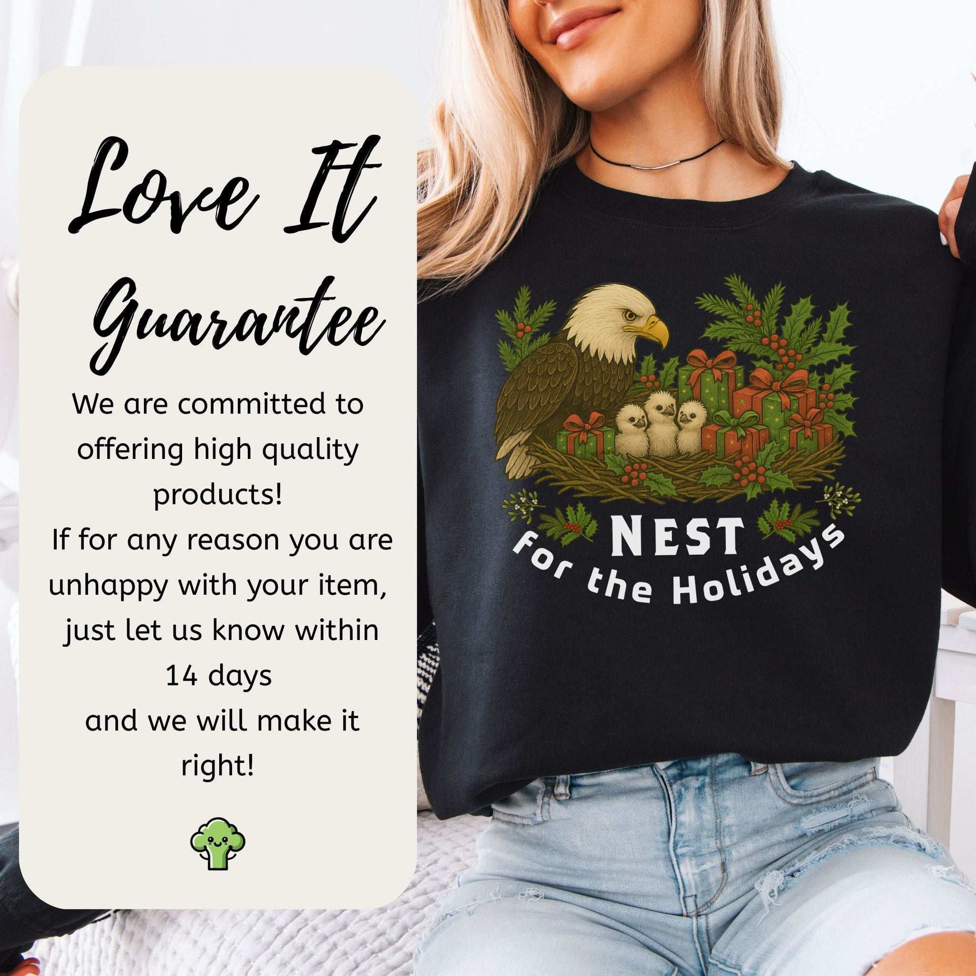 Nest for the Holidays Sweatshirt – Funny Bald Eagle Christmas Cozy