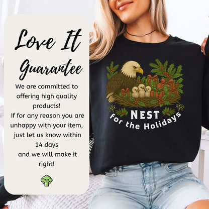 Nest for the Holidays Sweatshirt – Funny Bald Eagle Christmas Cozy