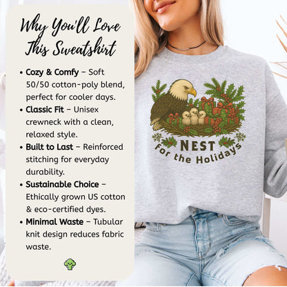 Nest for the Holidays Sweatshirt – Funny Bald Eagle Christmas Cozy