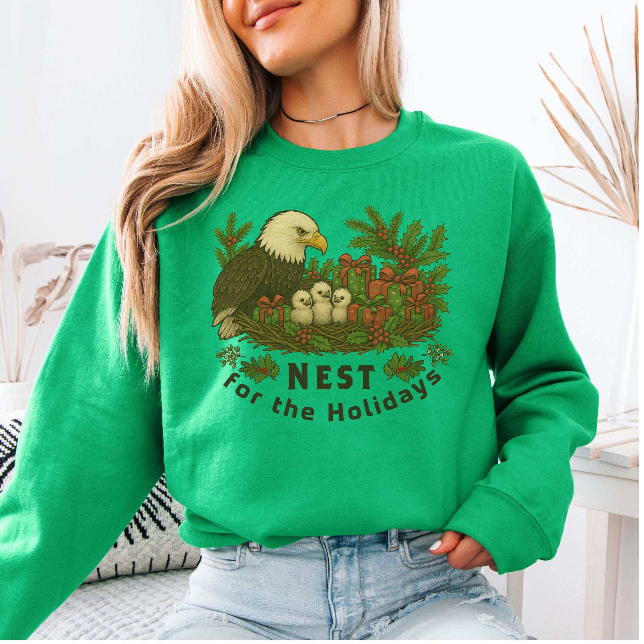 Nest for the Holidays Sweatshirt – Funny Bald Eagle Christmas Cozy