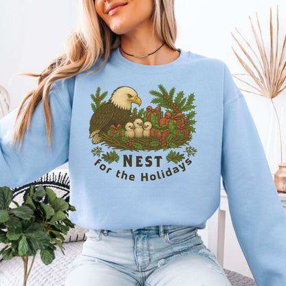 Nest for the Holidays Sweatshirt – Funny Bald Eagle Christmas Cozy