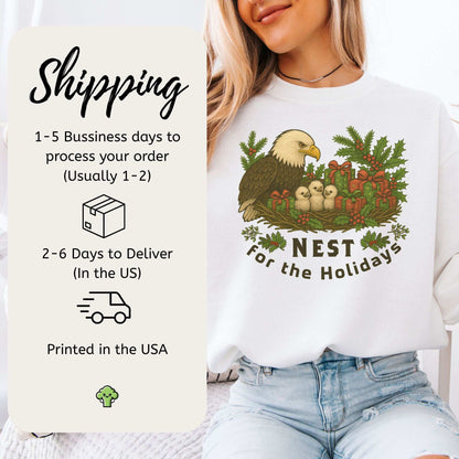 Nest for the Holidays Sweatshirt – Funny Bald Eagle Christmas Cozy