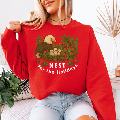 Nest for the Holidays Sweatshirt – Funny Bald Eagle Christmas Cozy