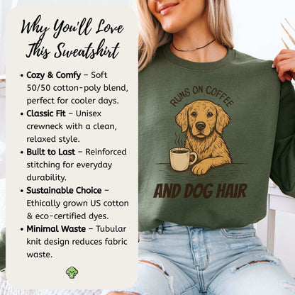 Golden Retriever Coffee Sweatshirt – Funny Dog Lover Gift for Caffeine Fans