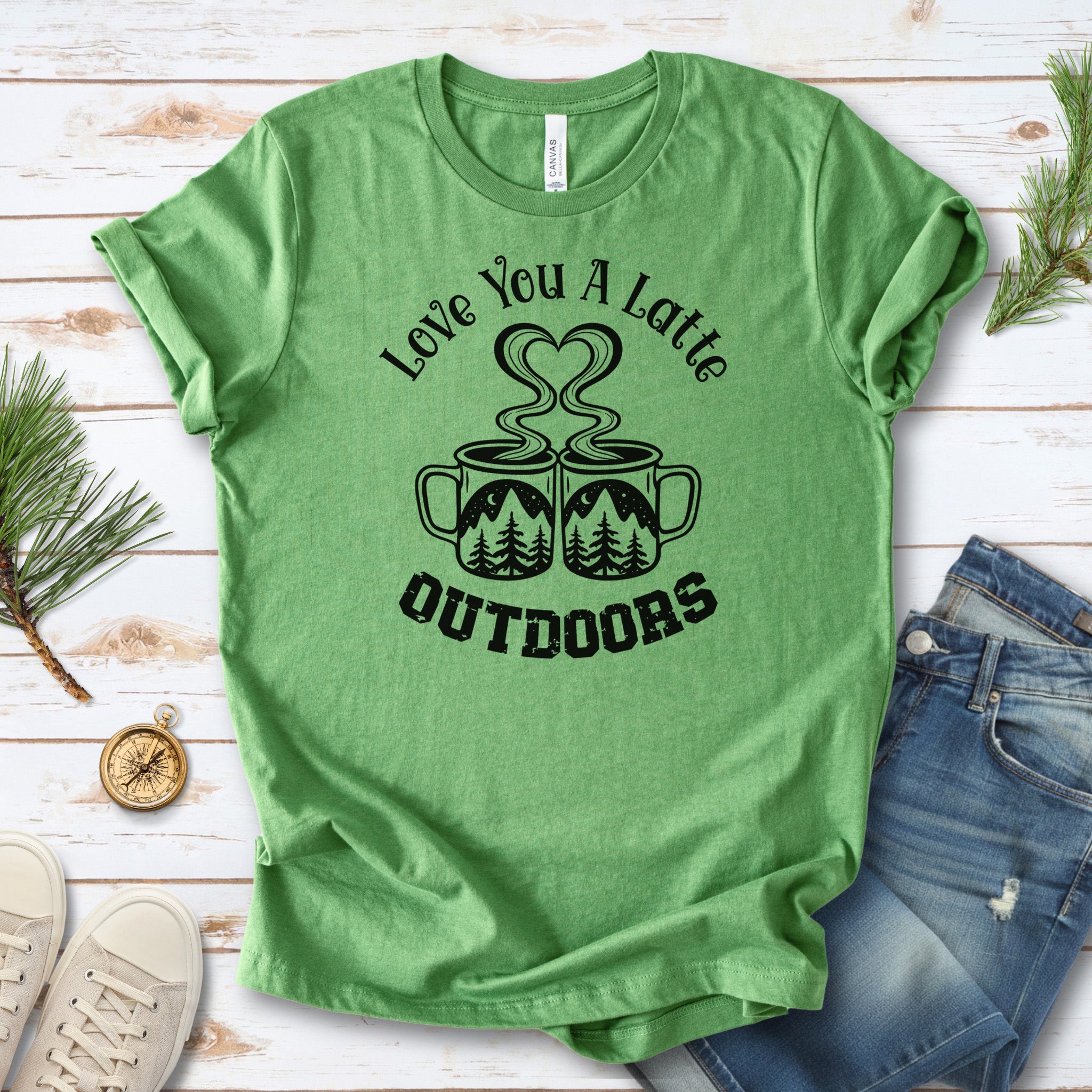 Love You A Latte Outdoors – Coffee Lover Camping Valentine Shirt