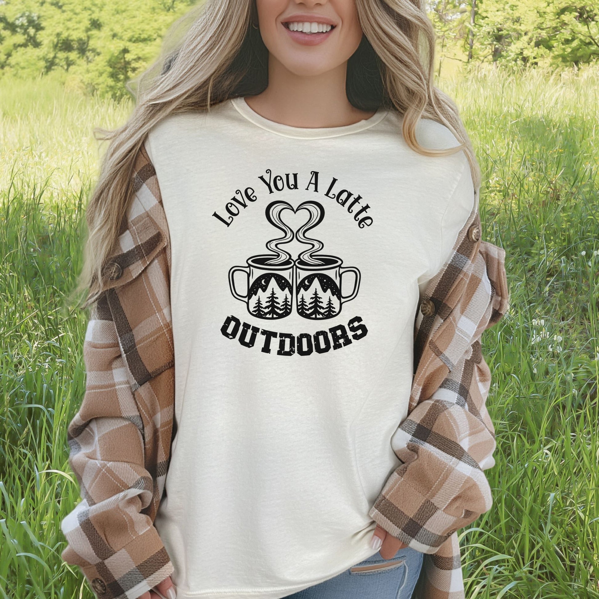 Love You A Latte Outdoors – Coffee Lover Camping Valentine Shirt
