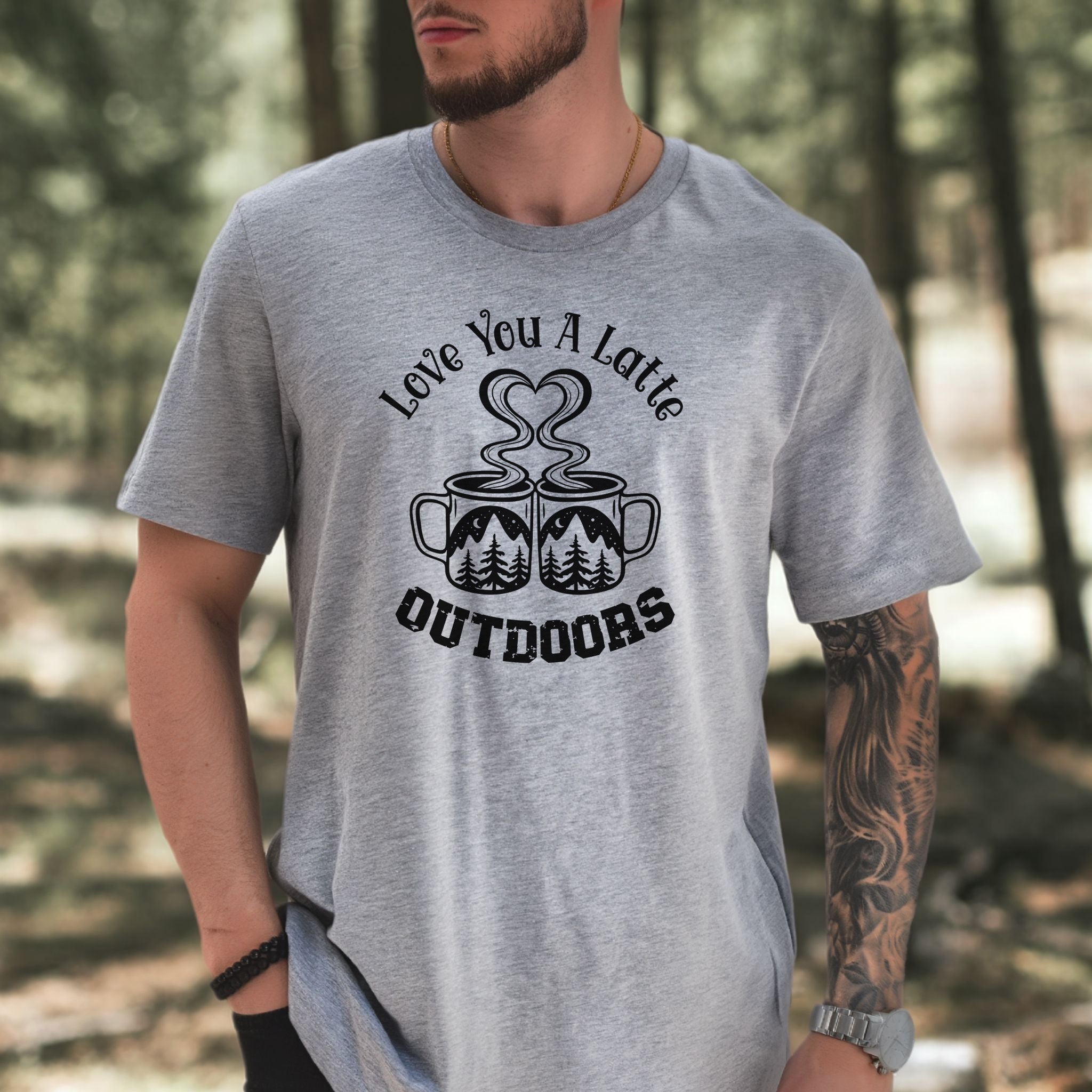Love You A Latte Outdoors – Coffee Lover Camping Valentine Shirt