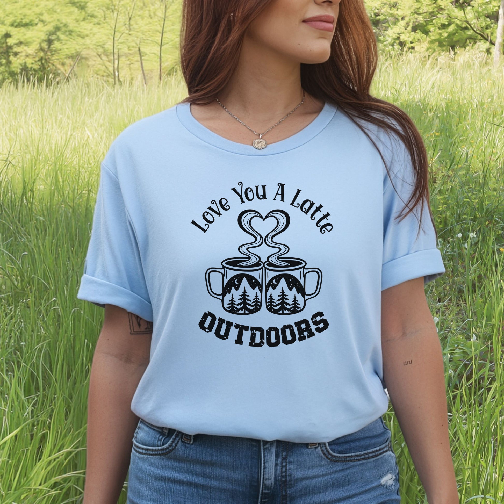Love You A Latte Outdoors – Coffee Lover Camping Valentine Shirt