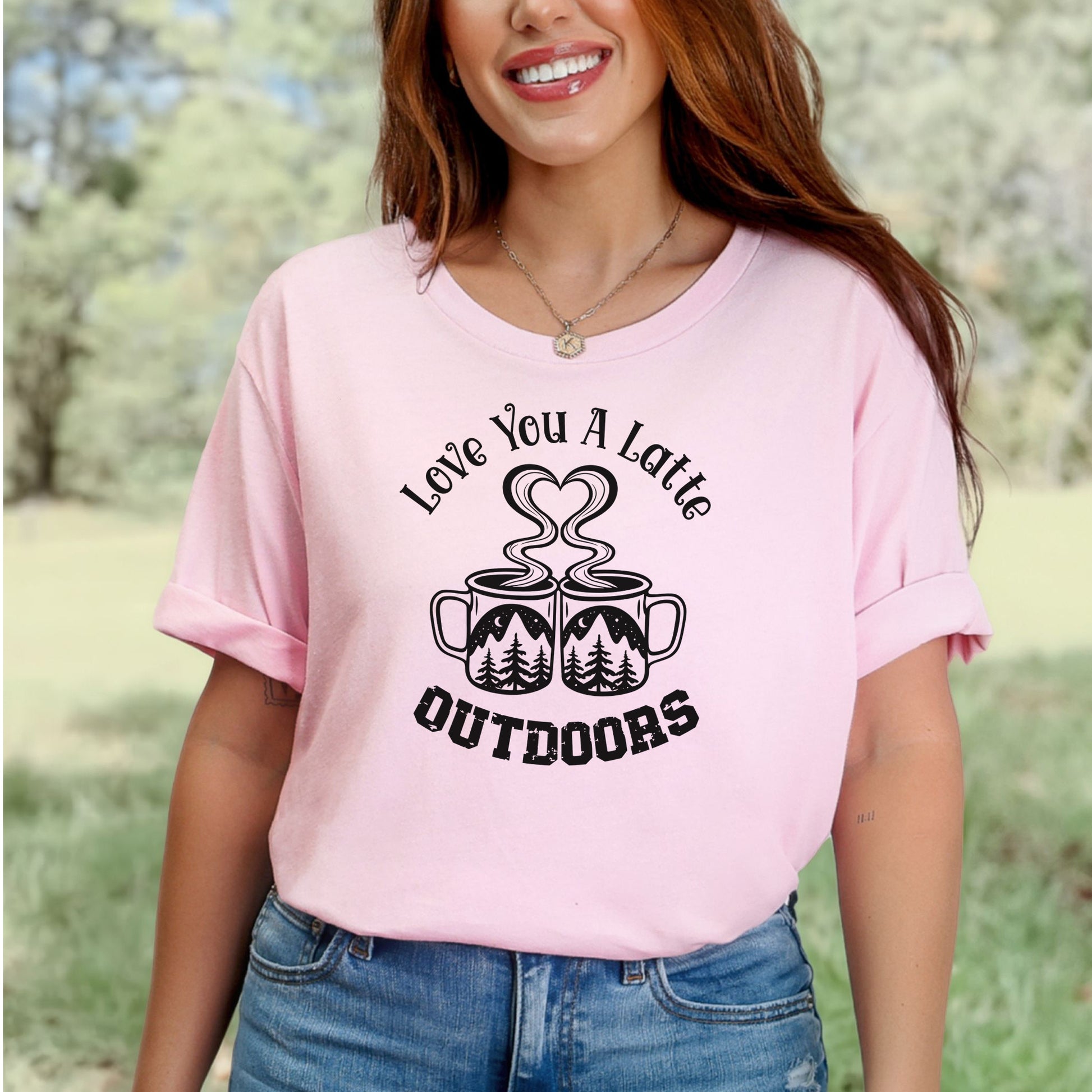 Love You A Latte Outdoors – Coffee Lover Camping Valentine Shirt