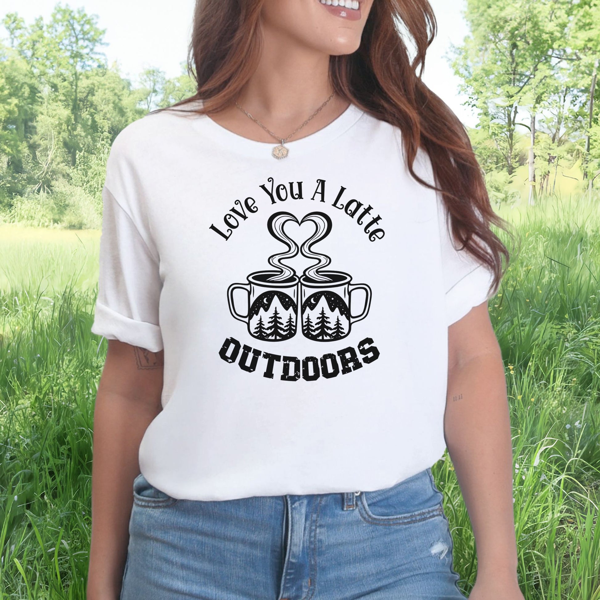 Love You A Latte Outdoors – Coffee Lover Camping Valentine Shirt