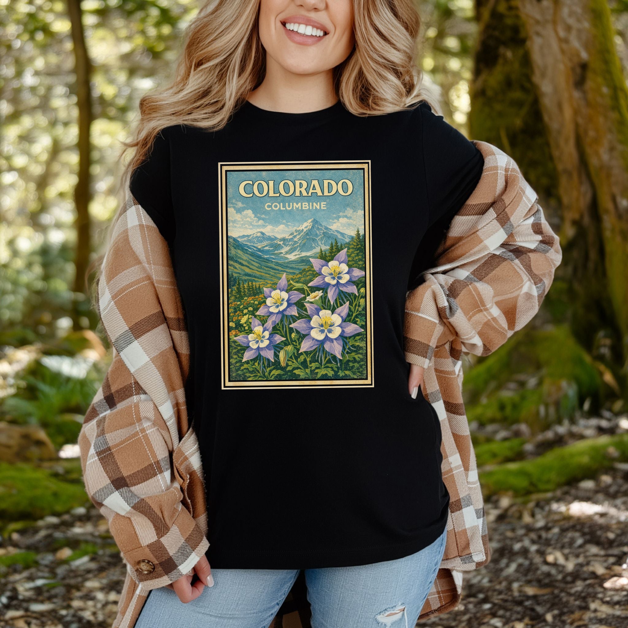 Colorado Columbine Wildflower Rocky Mountain Vintage Nature T-Shirt