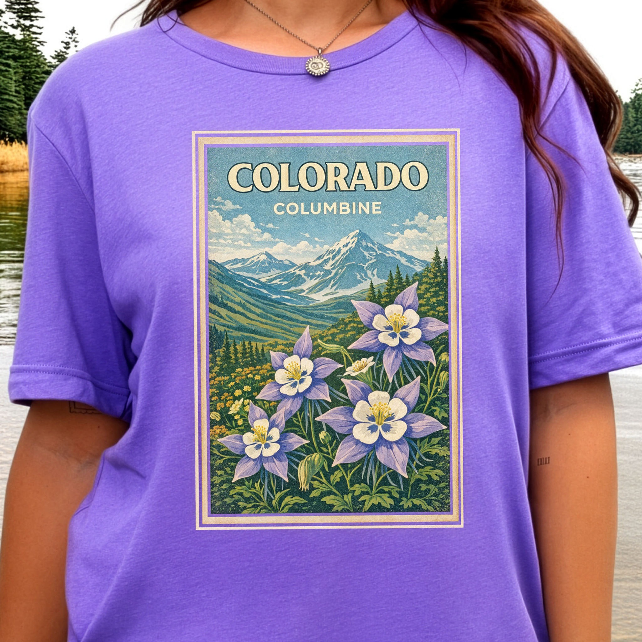 Colorado Columbine Wildflower Rocky Mountain Vintage Nature T-Shirt