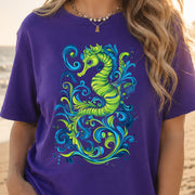 Colorful Seahorse T-Shirt – Ocean Magic in Green & Blue