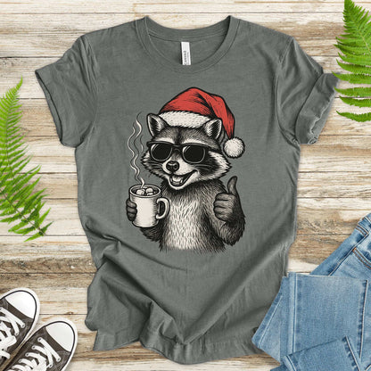 Cool Raccoon Christmas T-Shirt – Santa Swag & Cocoa Vibes