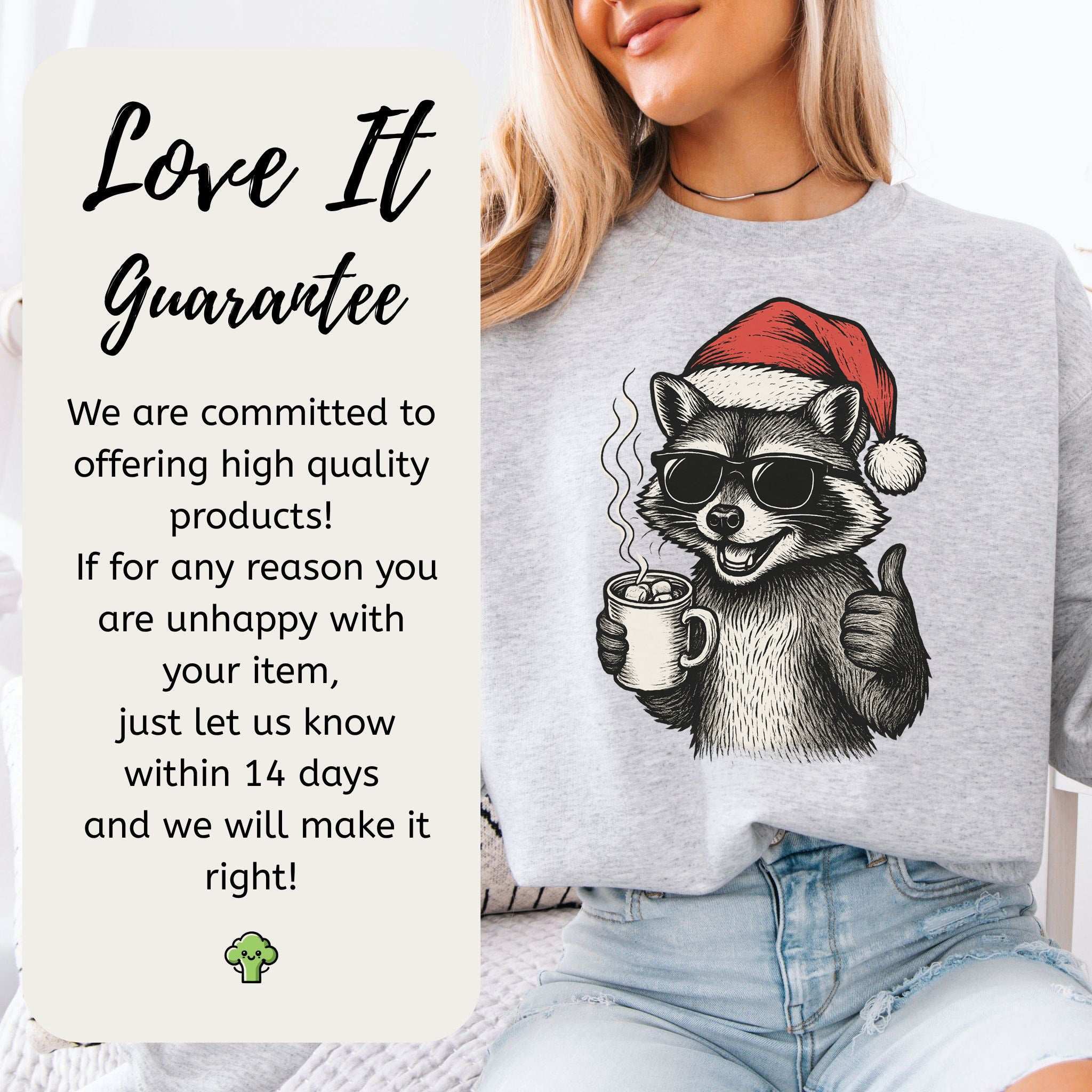 Cool Raccoon Christmas Sweatshirt – Santa Swag & Cocoa Vibes