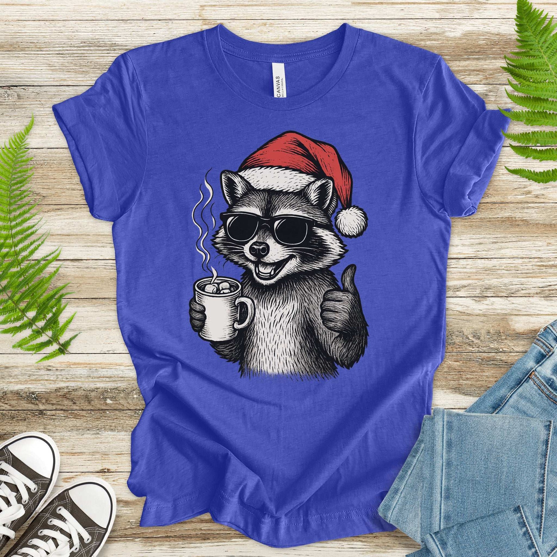 Cool Raccoon Christmas T-Shirt – Santa Swag & Cocoa Vibes