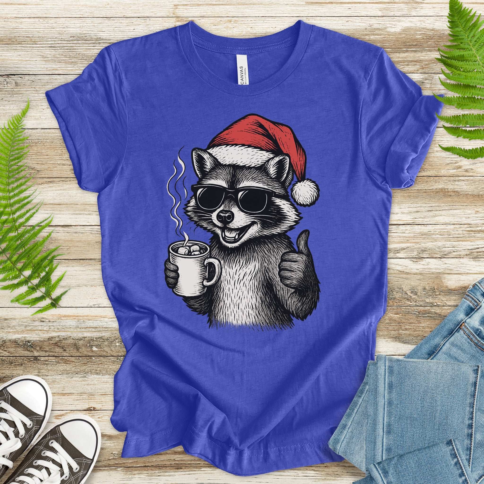 Cool Raccoon Christmas T-Shirt – Santa Swag & Cocoa Vibes