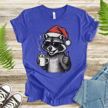 Cool Raccoon Christmas T-Shirt – Santa Swag & Cocoa Vibes