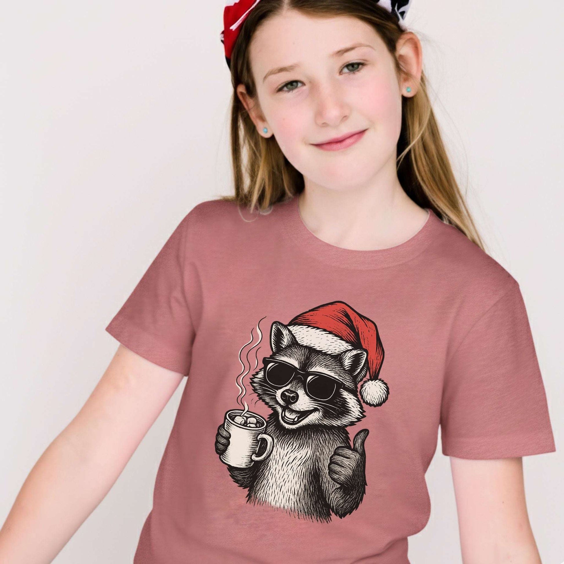 Cool Raccoon Christmas Youth Tee – Santa Swag & Cocoa Vibes