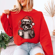 Cool Raccoon Christmas Sweatshirt – Santa Swag & Cocoa Vibes