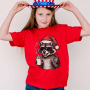 Cool Raccoon Christmas Youth Tee – Santa Swag & Cocoa Vibes
