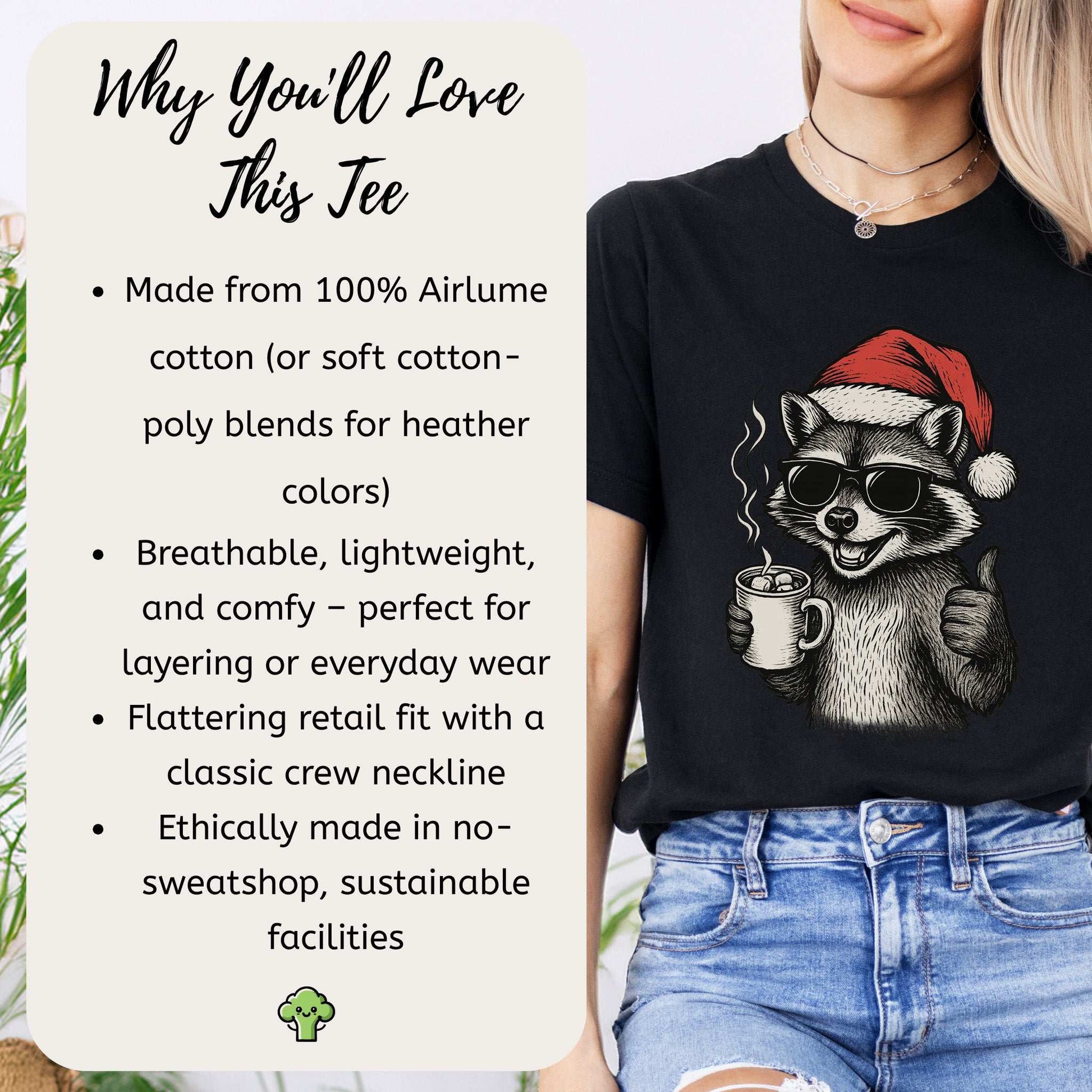 Cool Raccoon Christmas T-Shirt – Santa Swag & Cocoa Vibes
