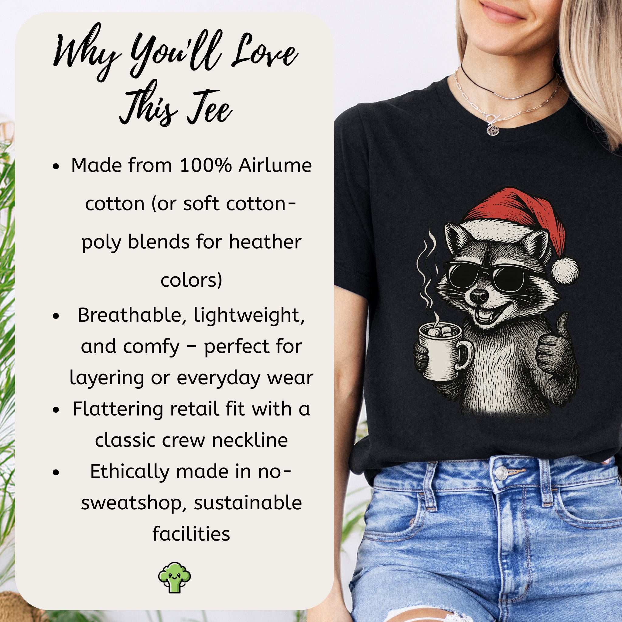 Cool Raccoon Christmas T-Shirt – Santa Swag & Cocoa Vibes