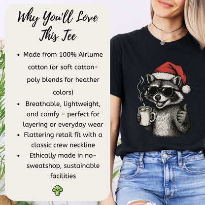 Cool Raccoon Christmas T-Shirt – Santa Swag & Cocoa Vibes