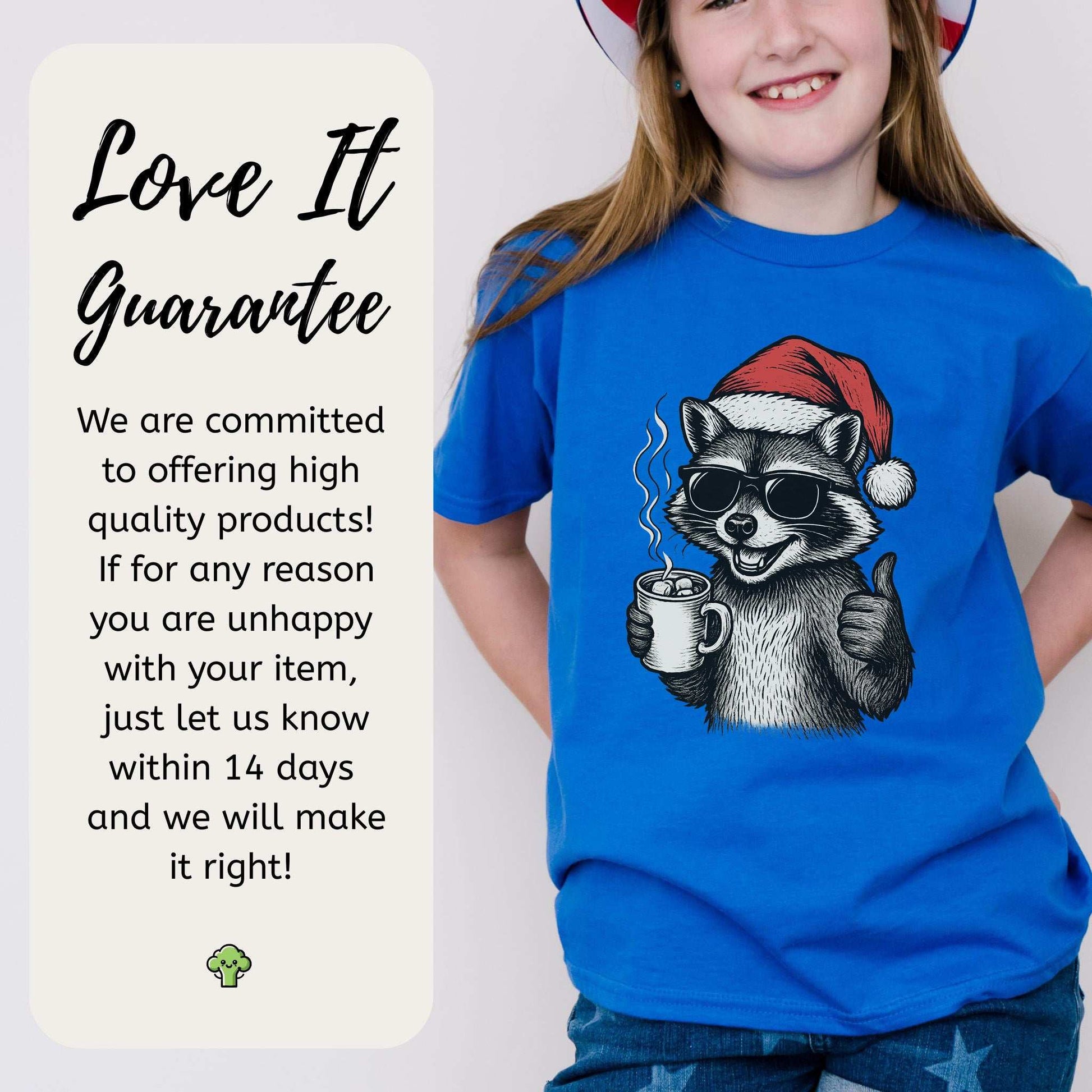 Cool Raccoon Christmas Youth Tee – Santa Swag & Cocoa Vibes