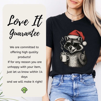 Cool Raccoon Christmas T-Shirt – Santa Swag & Cocoa Vibes