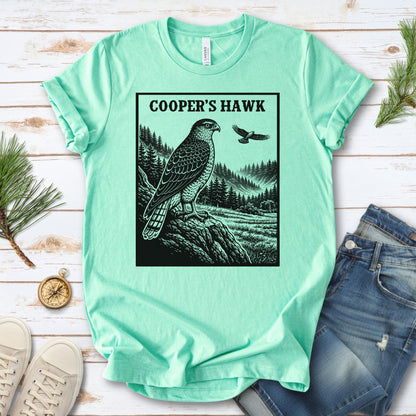Cooper’s Hawk Vintage Raptor Illustration Birdwatching T-Shirt