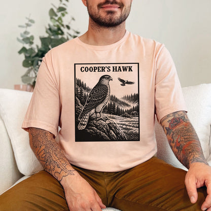 Cooper’s Hawk Vintage Raptor Illustration Birdwatching T-Shirt