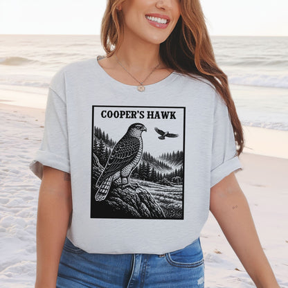 Cooper’s Hawk Vintage Raptor Illustration Birdwatching T-Shirt