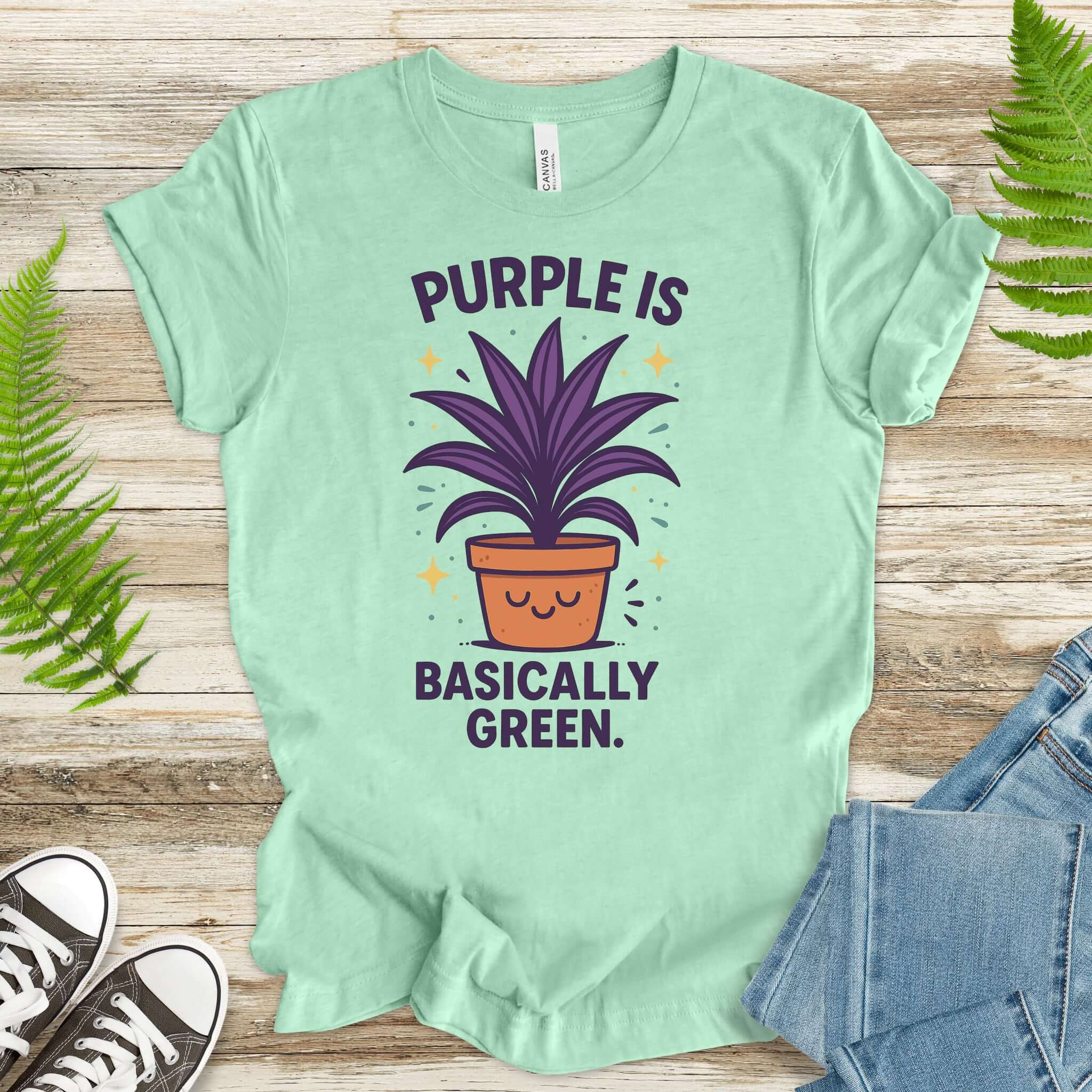 Purple Is Basically Green T-Shirt – Cordyline Amabilis Plant Lover Tee