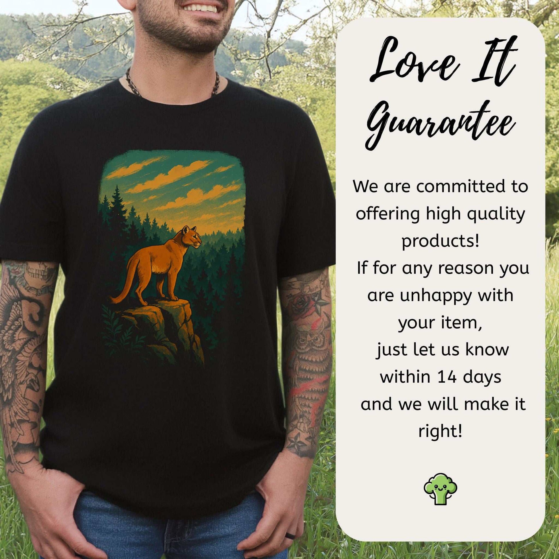 Cougar on the Cliff Wilderness Scene Mountain Lion T-Shirt