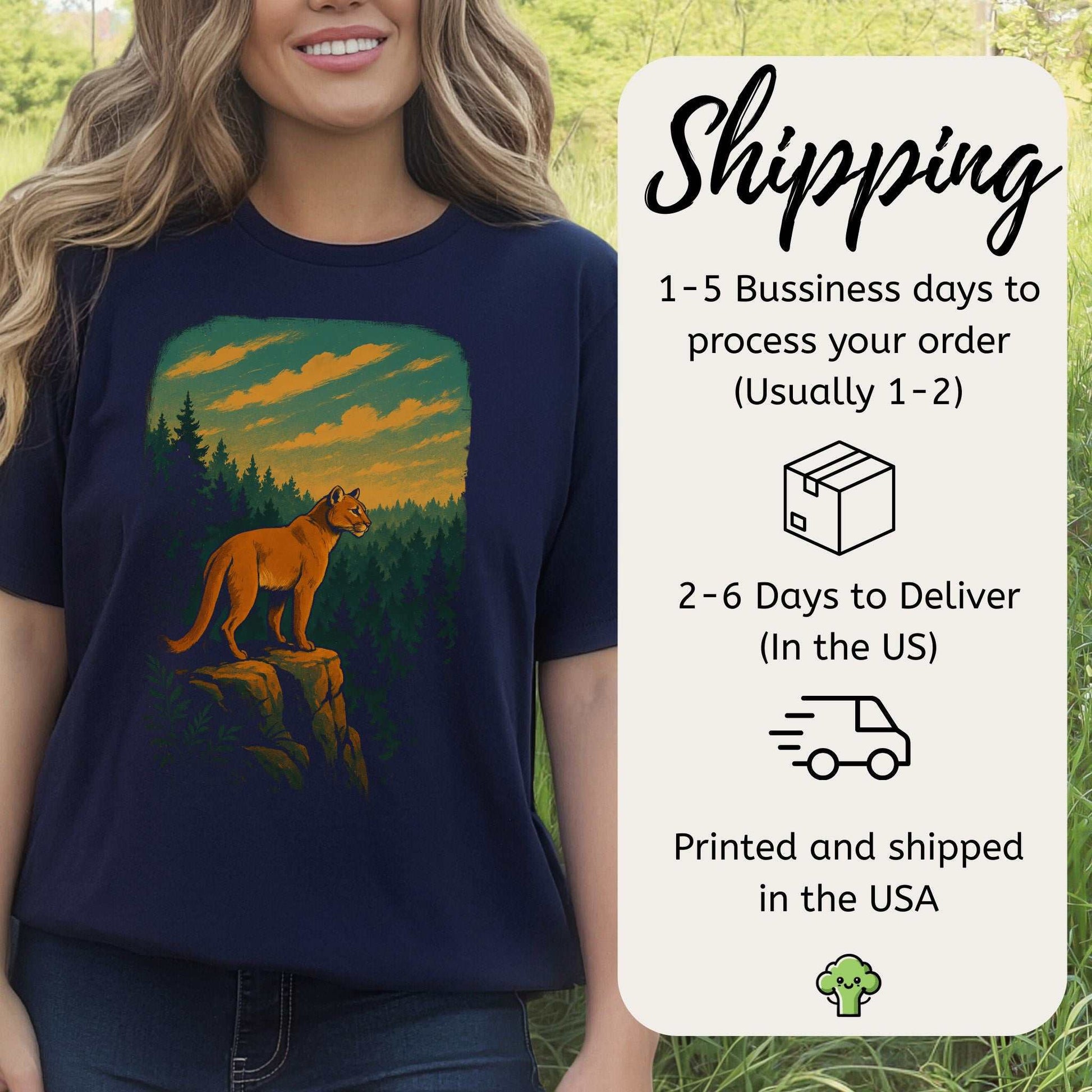 Cougar on the Cliff Wilderness Scene Mountain Lion T-Shirt