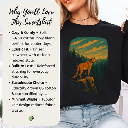 Cougar on the Cliff Mountain Lion Wilderness Sweatshirt