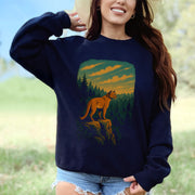 Cougar on the Cliff Mountain Lion Wilderness Sweatshirt