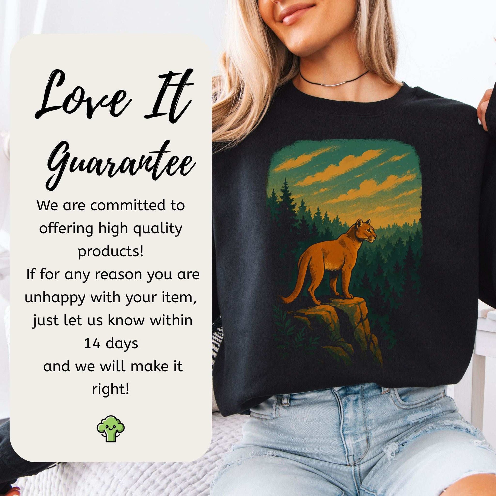 Cougar on the Cliff Mountain Lion Wilderness Sweatshirt