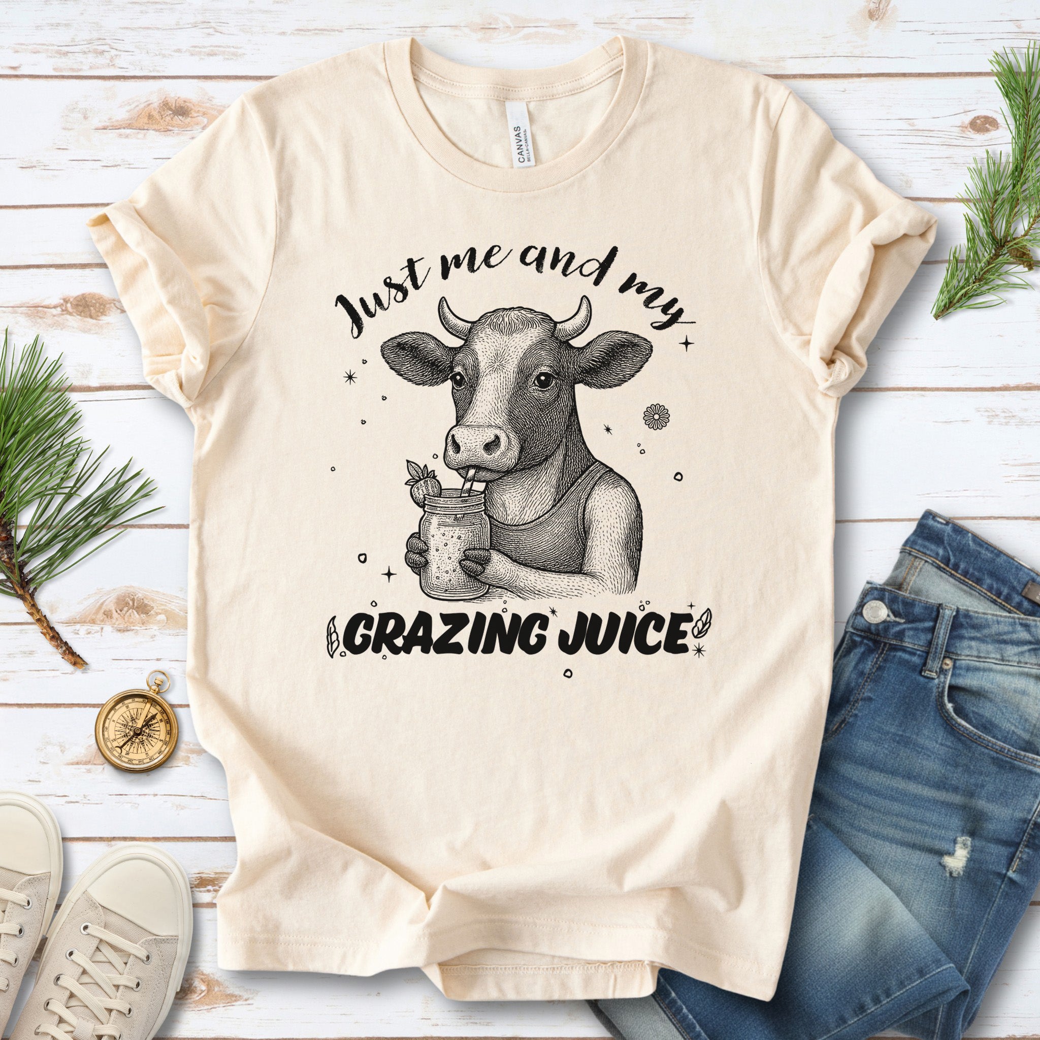 Just Me and My Grazing Juice – Funny Cow Lover Shirt for Farm Life & Organic Vibes