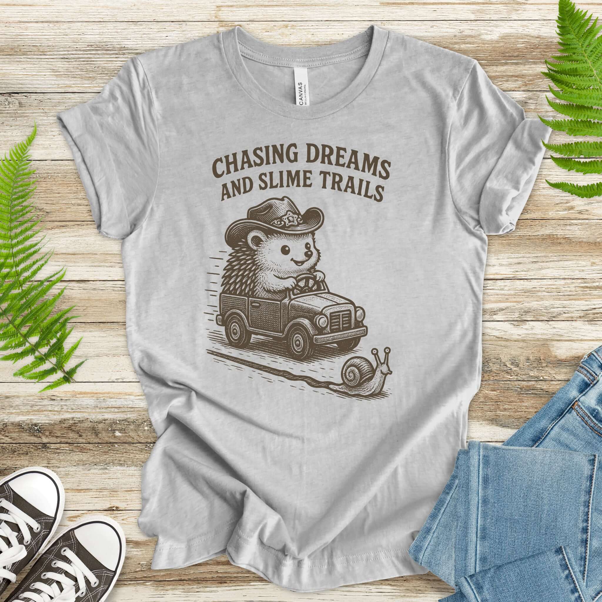 Hedgehog Chasing Dreams & Slime Trails T-Shirt