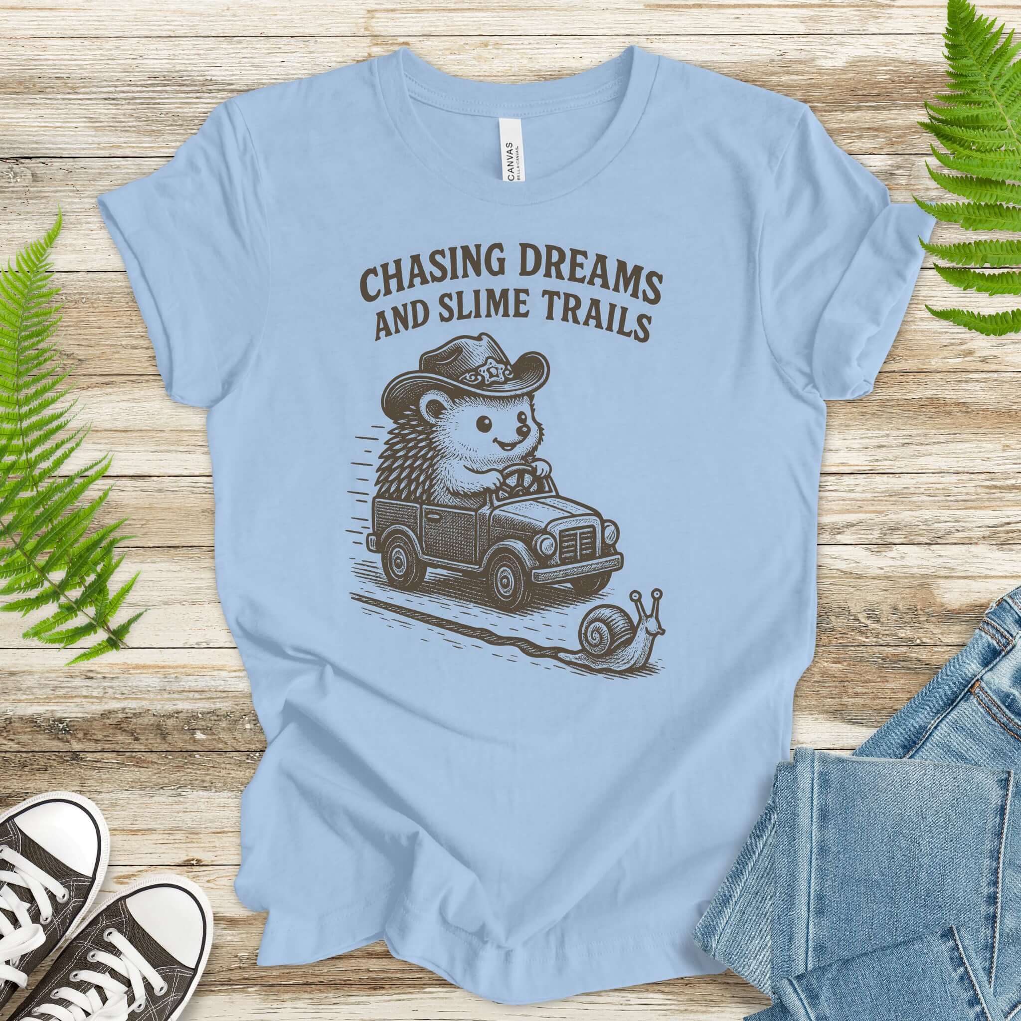 Hedgehog Chasing Dreams & Slime Trails T-Shirt