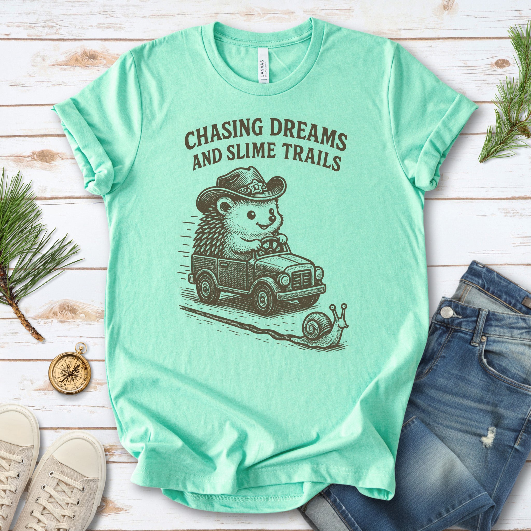 Hedgehog Chasing Dreams & Slime Trails T-Shirt