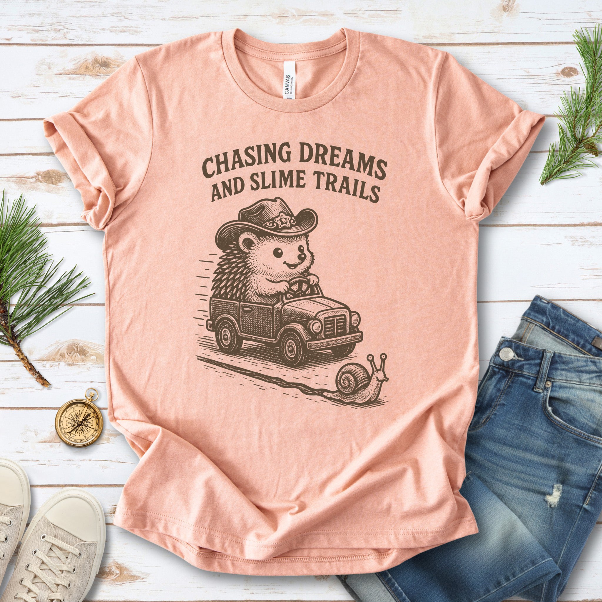 Hedgehog Chasing Dreams & Slime Trails T-Shirt