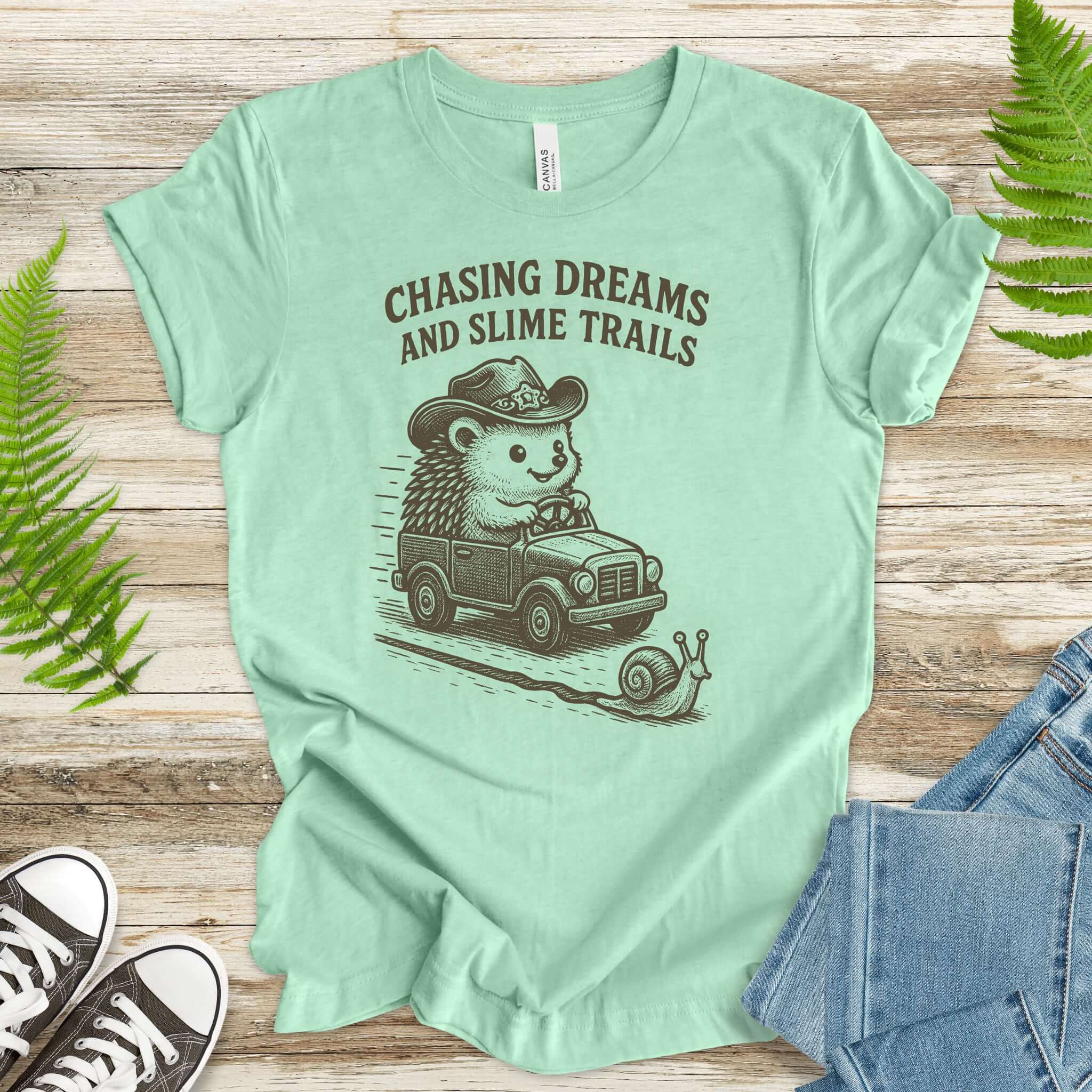 Hedgehog Chasing Dreams & Slime Trails T-Shirt