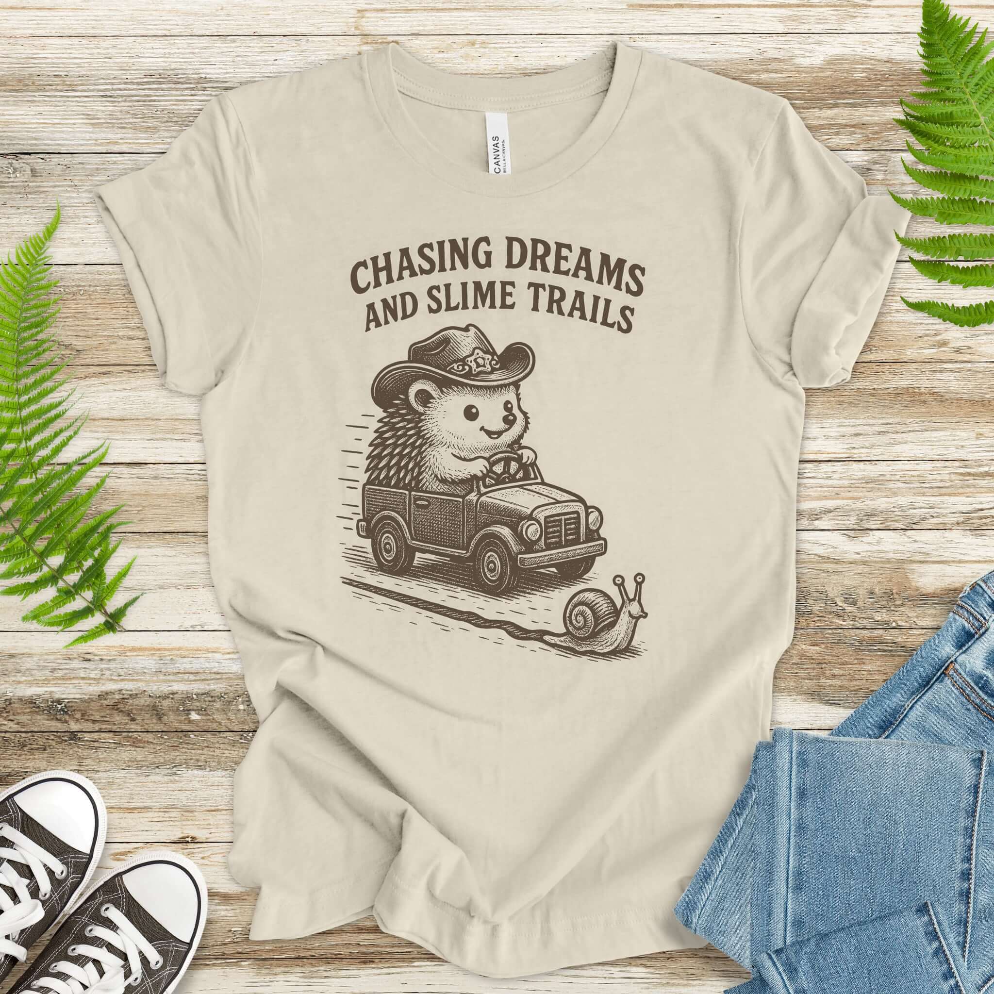Hedgehog Chasing Dreams & Slime Trails T-Shirt