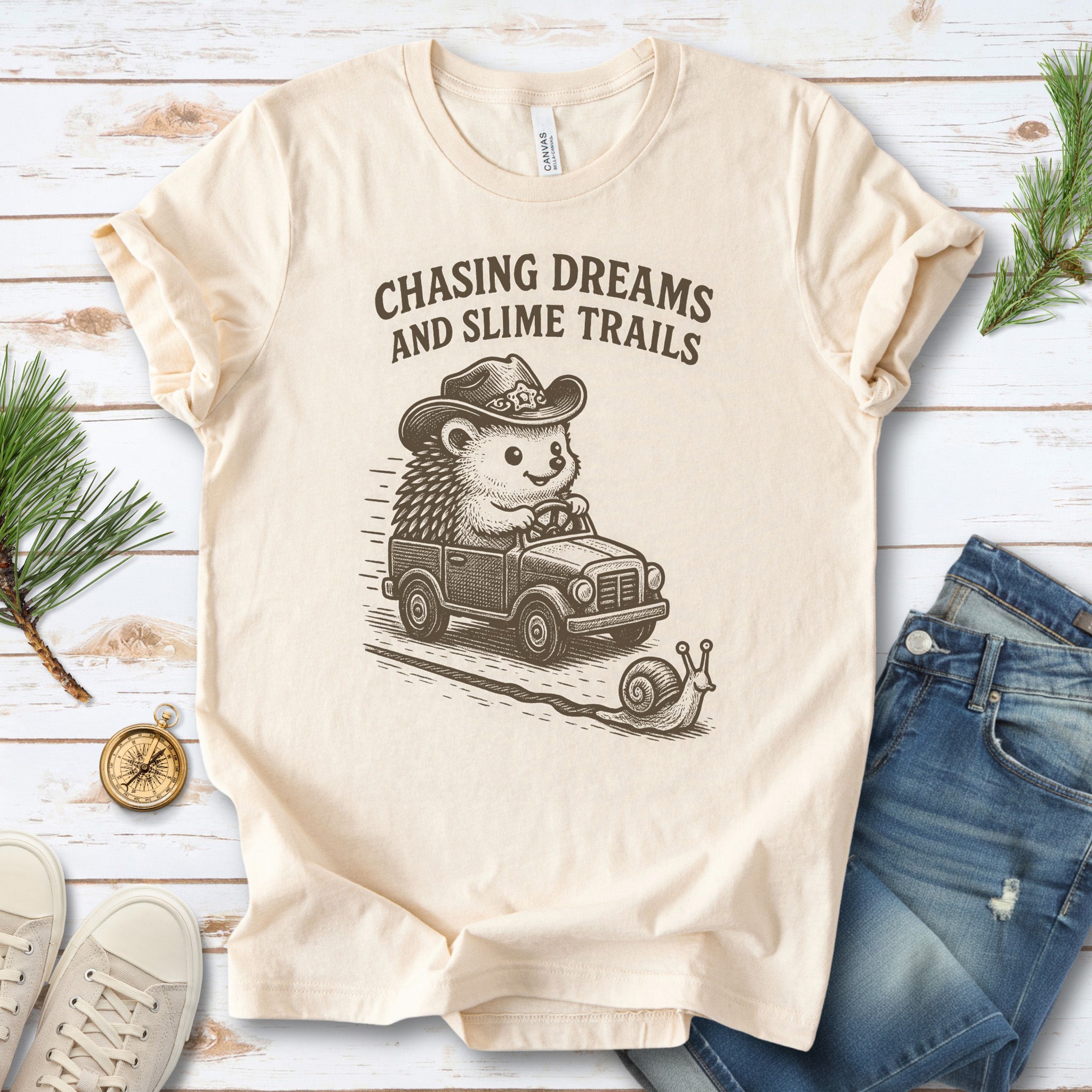 Hedgehog Chasing Dreams & Slime Trails T-Shirt