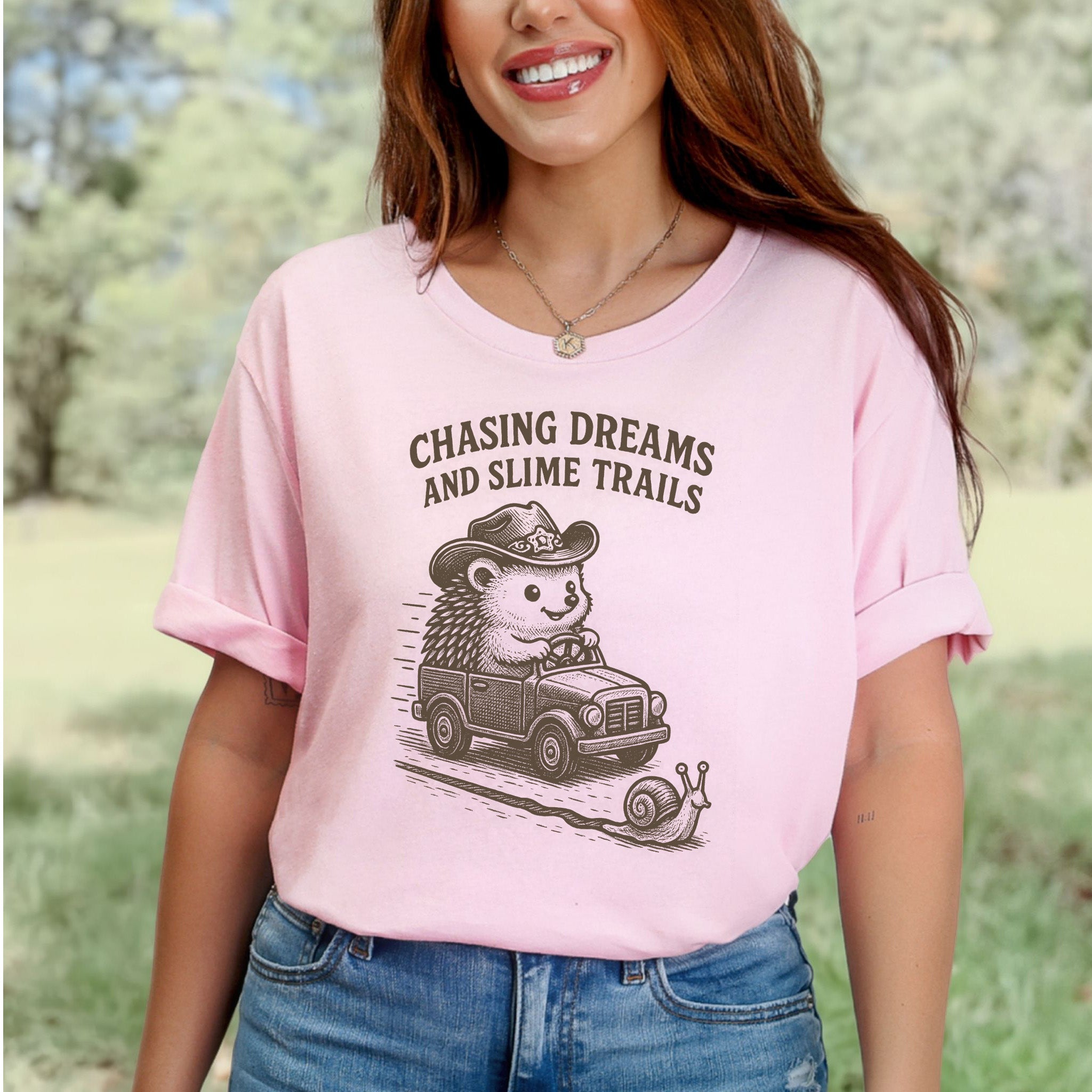 Hedgehog Chasing Dreams & Slime Trails T-Shirt